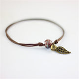 Anklet Ceramic Bead Adjustable Leaf Charm Bell Rope
