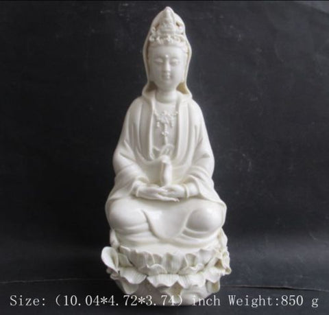 25.5 cm */ China dehua white porcelain goddess guanyin bodhisattva buddha statue