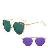 Sunglasses Hot Sale Mirror Flat Lense Women Cat Eye  Classic Brand Designer Twin-Beams Rose Gold Frame Sun Glasses for Women M195