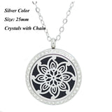 Essential oil diffuser Lotus pendant 25mm 30mm magnetic silver stainless locket necklace