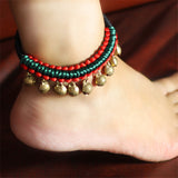 Anklets 2016 new accessories DIY weaving bronze bells retro foot rope jewelry bracelet enkelbandje girl gift BT001