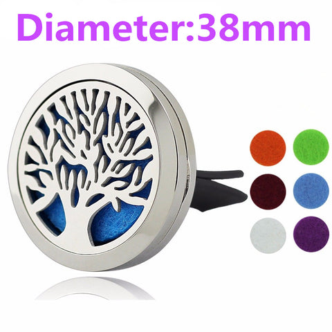 Essential Oil Car Diffuser Tree of Life Stainless Steel Aroma Locket With 6 Pads