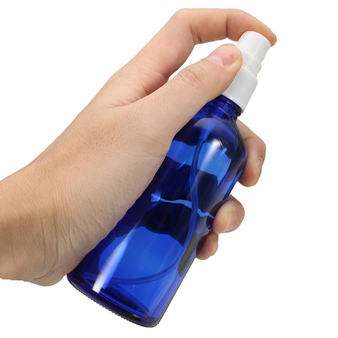 Bottle 1PCS 100ML Blue Glass Atomizer Essential Oil Perfume Water Spray Bottle Cosmetic Containers With Mist Spray Head