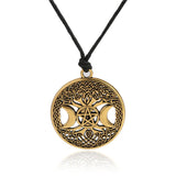 Dawapara Triple Moon Goddess Wicca Pentagram Magic Amulet Necklace Women tree of life moon necklaces pendants vintage jewelry