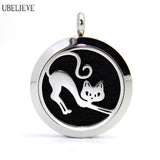 Aromatherapy Cat Pendant Jewelry Stainless Steel Essential Oil Diffuser Necklace Scent Locket With Refill Pads g