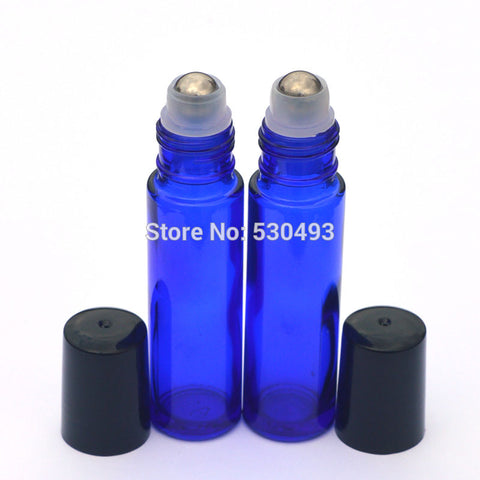 3pcs Hot Perfume Roller Bottle Essential Oil Empty Blue Bottle 10ml Roll-On Sample Glass Bottle