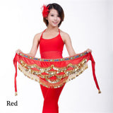 328 Coin Professional Belly Dance Hip Chiffon Skirt Scarf Wrap Belt Golden Coins Egypt Nile Style 9 Colors Dancing Accessories