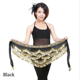 328 Coin Professional Belly Dance Hip Chiffon Skirt Scarf Wrap Belt Golden Coins Egypt Nile Style 9 Colors Dancing Accessories