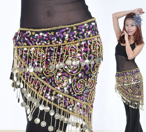 2016 New Fashion Dance Belts High-end Net Cloth Luxury Belly Dance Belt Hip Scarf Ethnic/Egypt Performance Vestidos For Women