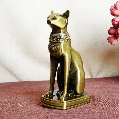Egypt Cat Metal Alloy Plating Retro Crafts Model Home Office Bar Table Decor