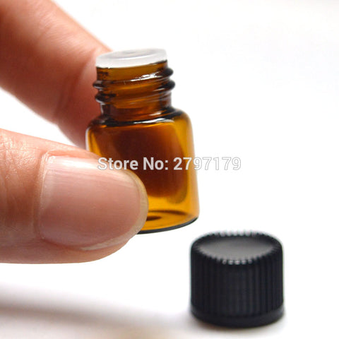 Free Shipping 10pcs 2ml Mini Amber Glass Bottle with Orifice Reducer and Cap Small Essential Oil Vials